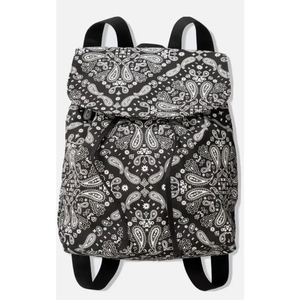 NEW WITH TAG ! VICTORIA’S SECRET LOVE PINK Mini Drawstring Backpack Black & Whit